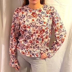SCRIPTED FLORAL LONG SLEEVE Blouse Saks